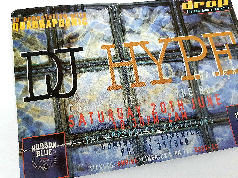 DJ Hype at Costelloes, Limerick '98 flyer.